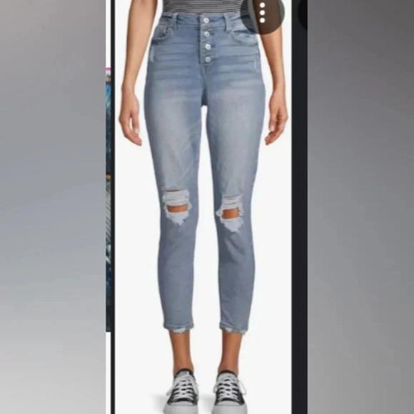 No Boundaries Denim - Nobo High Rise Button Up Distressed Skinny Jeans sz 15